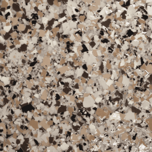 Classic Beige epoxy floor flake sample showcasing a blend of beige, cream, and brown tones, reflecting Pristine Epoxy's commitment to quality and aesthetic appeal in flooring solutions.
